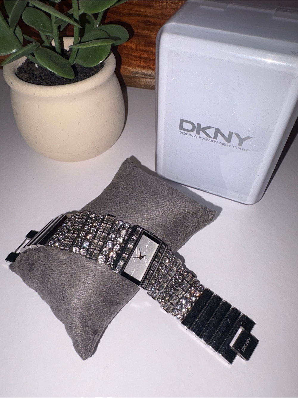 DKNY Silver Crystal Embellished Women's Bracelet Watch NY3968